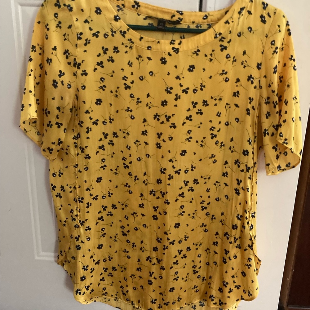 J. Crew Yellow Floral Short Sleeve Top